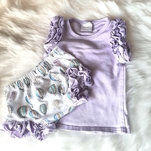 2 piece Southern Gem Boutique Top Ruffled Icing Sleeves, Balloon Ruffled Shorts